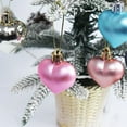 thumbnail image 4 of 12PCS Christmas Heart Ornaments Set, 1.97" Colorful Heart Shaped Christmas Balls Decorations, Plastic Matte Glitter Shatterproof Hanging Baubles for Xmas Tree Valentine's Day Party Decor, 4 of 4