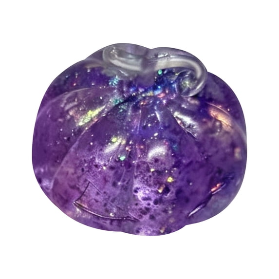 Pumpkin Head Shape Slow Rising Squishy Stress Relief Ball with Glitter Inside for Adults Halloween Office Calming Decompression Fidget Soft Material Gift (Purple)