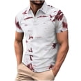 thumbnail image 2 of Mens Shirts Plus Size under $5 Short Sleeve Turndown Collar Button Color Block Polo T-Shirt Summer Collared Golf Shirt Red M, 2 of 5