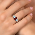 thumbnail image 4 of Gem Stone King 925 Sterling Silver Red Rhodolite Garnet and Blue Zircon Filigree Style 3 Stone Ring for Women (2.65 Cttw, Oval 8X6MM and 6X4MM) (Size 5), 4 of 6