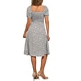 thumbnail image 3 of INSPIRE CHIC Women's Smocked Dress Square Neck Ruffled Hem Floral Dress L Gray Blue, 3 of 6