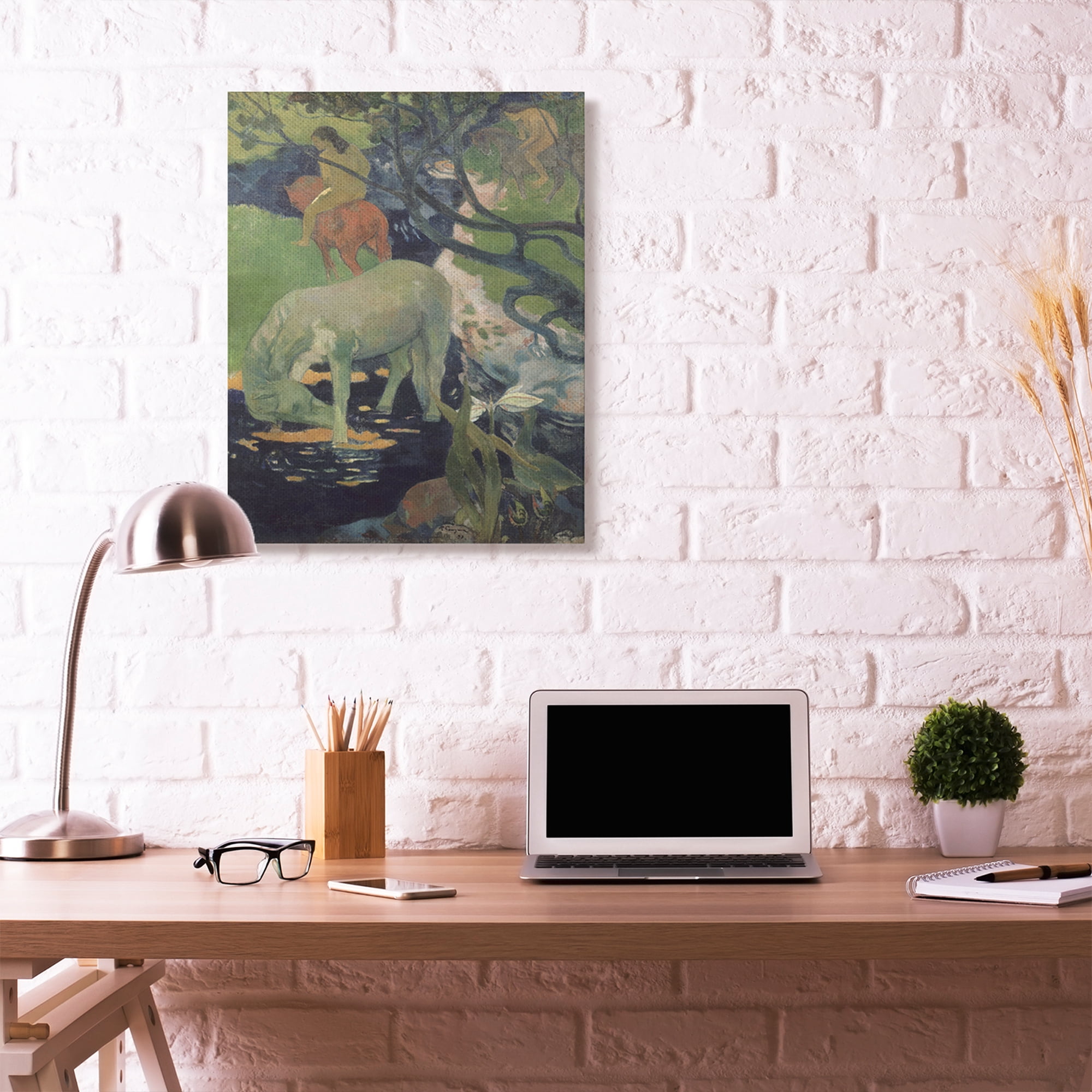 Stupell Home Décor Horses Bathing Native Figures Classic Painting Canvas Wall Art by Paul Gauguin
