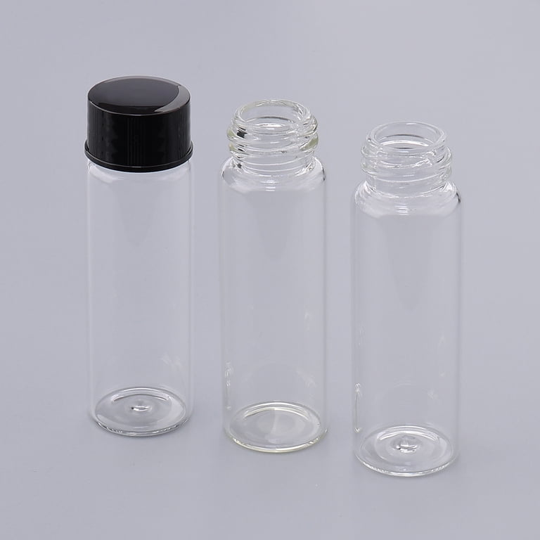 Glass Vials With Black Screw Caps - Pack Of 36, 1 Dram Size, Leakproof Storage Bottles