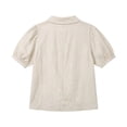 thumbnail image 7 of Favoffer Women's Linen Blouse Solid Color Button Peter Pan Collar Lantern Short Sleeve Casual Loose Summer Tank Top for Office Street Daily Wear, 7 of 7