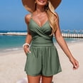 thumbnail image 2 of larppty Women's Swim Romper with Wrap Front & Side Pockets – Adjustable Straps High-Waisted Shorts Swimwear（AG， XXL）, 2 of 6