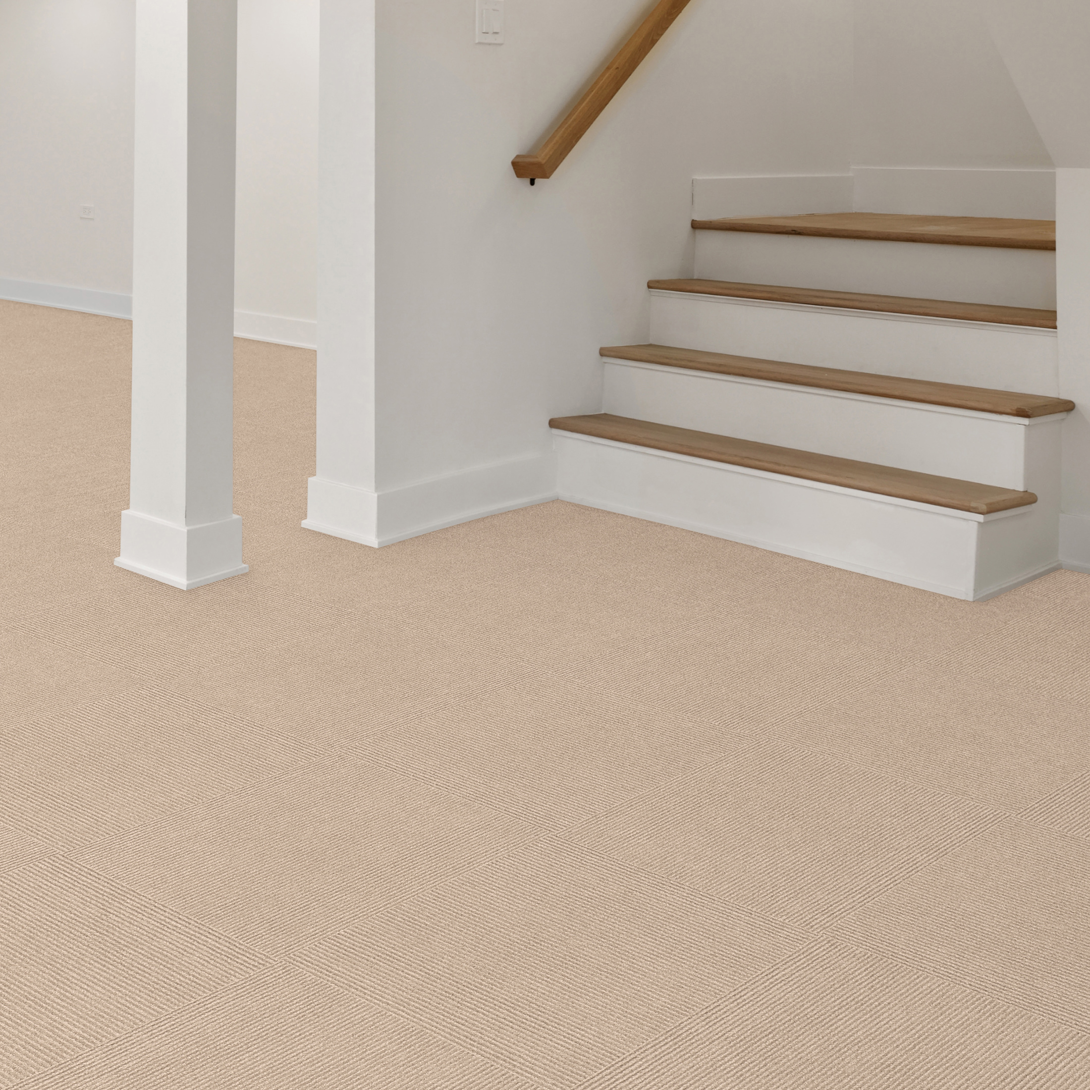 EAZY Floor French Broad Beige Peel-and-Stick Polyester Carpet Tiles for Versatile Areas 22.5 sq ft 10 Tiles Per Box