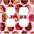 thumbnail image 2 of Metal Light Switch Wall Plate Outlet Cover (Coffee Mocha Candy Bean Toffee Swirl Pink Heart - Double Duplex), 2 of 2