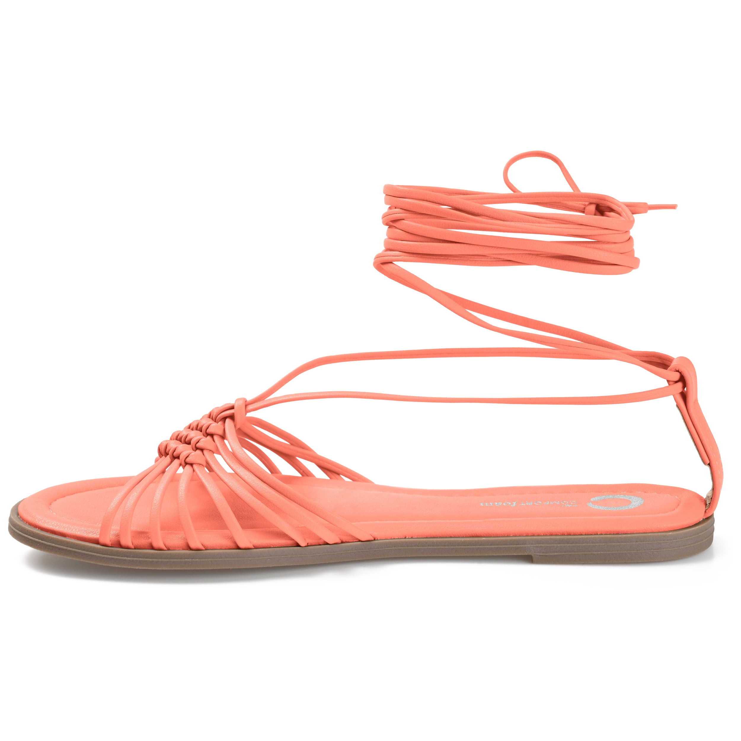 Journee Womens Jess Ankle Wrap Low Block Heel Sandals