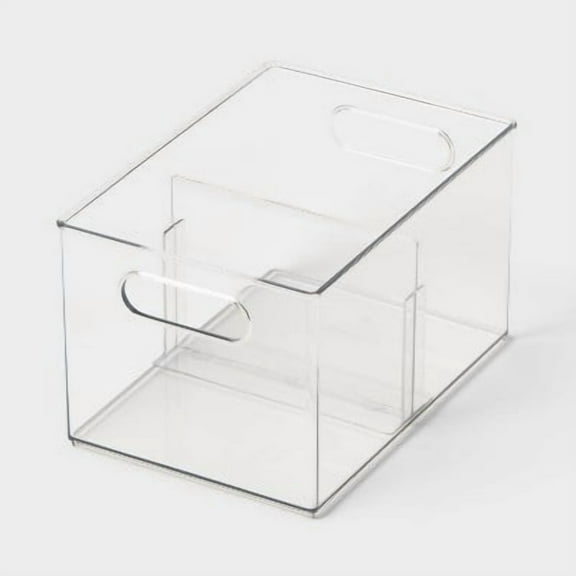 All Purpose Clear Storage Bin with Adjustable Divider Small