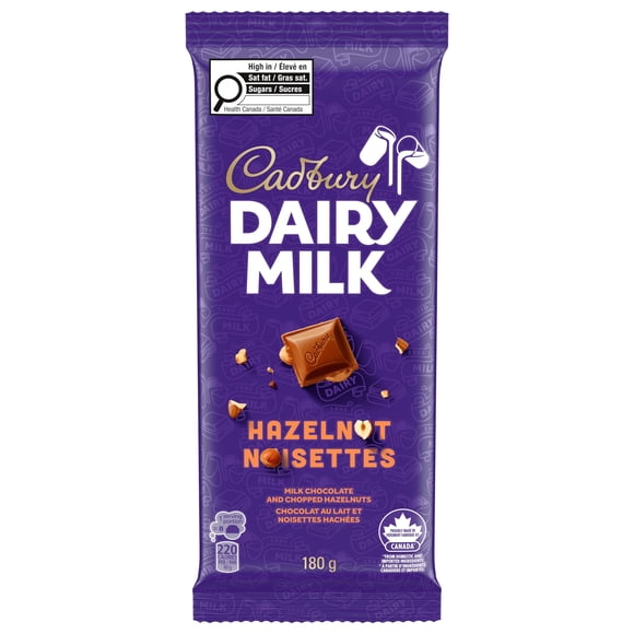 CADBURY DAIRY MILK Hazelnut Chocolate Bar with Chopped Hazelnuts, CADBURY DAIRY MILK Milk Chocolate Bar, 180 g