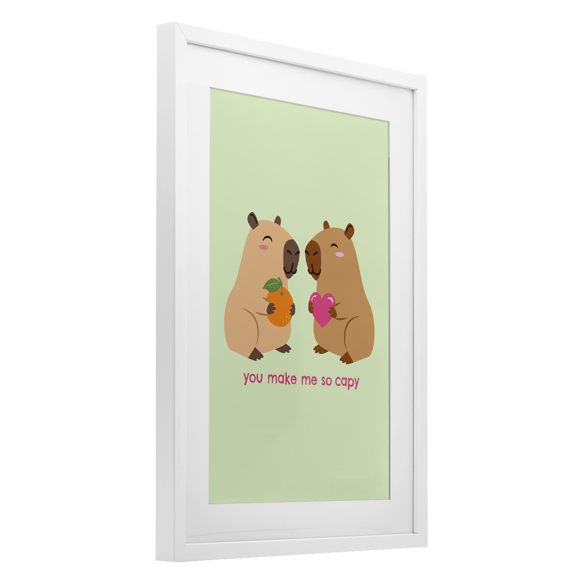 You Make Me So Capy White Framed Print Under Glass, design by Emily Dumas