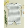 thumbnail image 4 of vera natura Baby Jumpsuit, Short Sleeve Crew Neck Striped Summer Romper Clothes for Girls Boys, 4 of 9