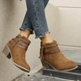 thumbnail image 5 of Women's Short Ankle Boots Low Heel Western Chelsea Dressy Slip on Booties Fall Winter Office Work Shoes, 5 of 9