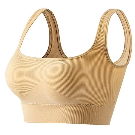 Ukumplol Sports Bras for Women Large Size Gathered Women s Underwear Straps Sports Yoga Anti Bra Bottoming Tank Tops Push Up Bras for Women Bralettes for Women Sleep Bras for Women Khaki XXL