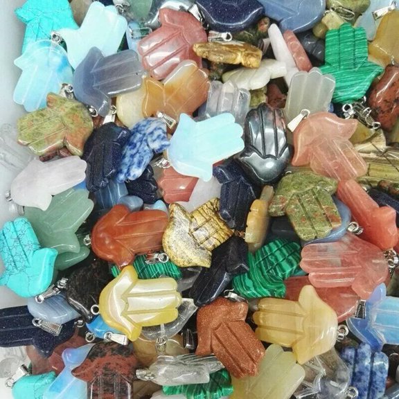 K-KED Natural Stone Pendants Gesture Mixed Delicate Jewelry Men Charms for Delicate Jewelry Making 12pcs