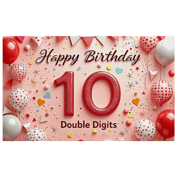 Happy Birthday 10th Anniversary Backdrop Banner Party Supplies Photography Props Double Digits Birthday Decoration Balloon Decor Background Party Decors