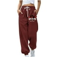 thumbnail image 2 of WXLWZYWL Women Merry Christmas Sweatpants Drawstring Jogger Snowflake Fun Print Elastic Waist Casual Trousers Warm Comfy Pants with Pockets, 2 of 4