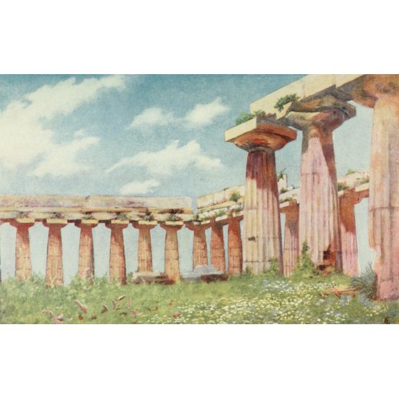 Naples 1904 Basilica of Paestum Canvas Art - Augustine Fitzgerald (18 x 24)