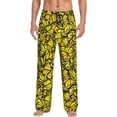 thumbnail image 2 of Picia Yellow Butterflies Mens Soft Woven Cotton Elastic Waistband Sleep Pajama Pant Lounge Sleep Pant With Pockets And Drawstring-Medium, 2 of 9