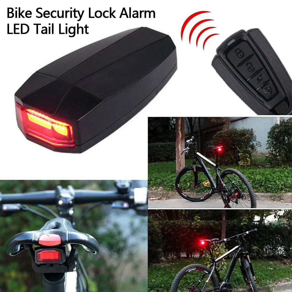 4in1 Bicycle Wirelss Rear Tail Light Cycling Remote Control Alarm Lock Bike Bell 