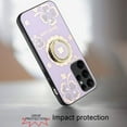 thumbnail image 3 of For Samsung Galaxy S23 Ultra Diamonds 3D Bling Sparkly Glitter Ornaments Engraving Hybrid Stand Fashion Cover ,Xpm Phone Case [ Purple Good Luck Floral ], 3 of 7