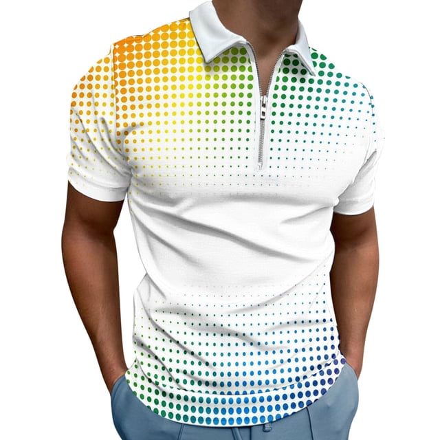 BOBOGOJP Polos de Mode pour Hommes Séchage Rapide Manches Courtes Performance Polo pour Golf Randonnée Équitation (Blanc,G)