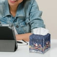 thumbnail image 4 of ZIATUBLE Christmas Santa Claus Square Tissue Box Cover Snowflakes PU Tissue Box Cover Cute Soft Napkin Organizer Dispenser Washable Facial Napkin Box Holders Accessories Decor, 4 of 7