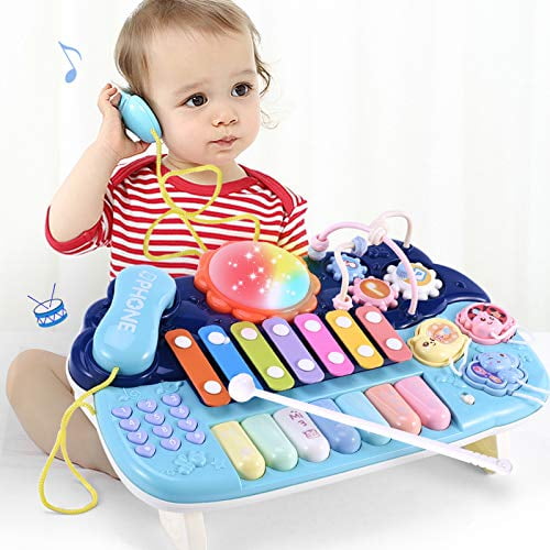 Happytime Multi Function 25 Keys Light and Musical Instruments with Microphone MP3 Record Sing Musical Toy for Kids Kids Electronic Piano Muscial Toy 