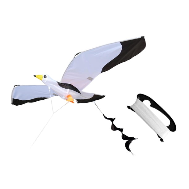 Cometa de gaviota enorme, fácil de volar, decorativa, única, clásica, portátil, con cuerda de 100 m, cometa de playa de una línea para parque y