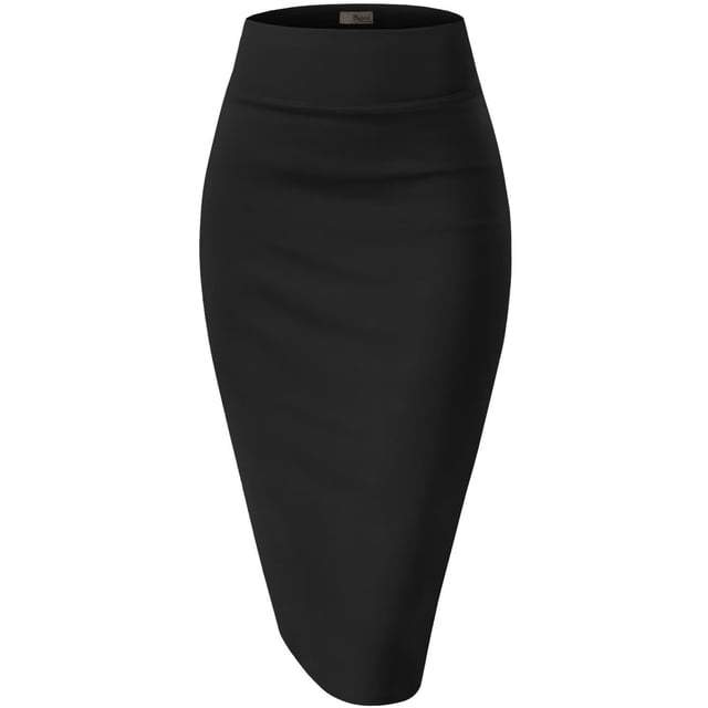 Falda Lápiz Hybrid & Company KSK45002 Negra Cintura Alta Talla L
