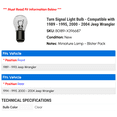 thumbnail image 2 of Turn Signal Light Bulb - Compatible with 1989 - 1995, 2000 - 2004 Jeep Wrangler 1990 1991 1992 1993 1994 2001 2002 2003, 2 of 2