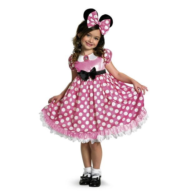 Minnie Mouse Glow In The Dark Dot Robe Costume, Rose/Blanc, Small 