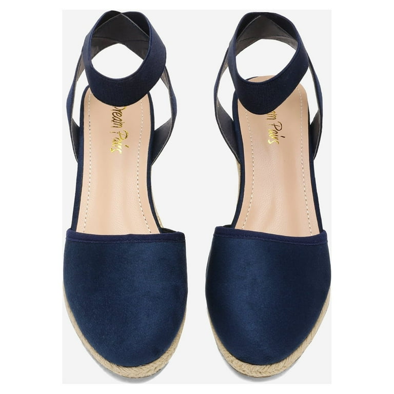 BURUDANI Women's Comfort Elastic Ankle Strap Shoes Espadrilles