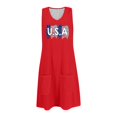 thumbnail image 5 of 4th of July Dress for Women: American Flag Tank Dresses Star Striped Splicing Loose V Neck Sundresses Red 2XL, 5 of 7