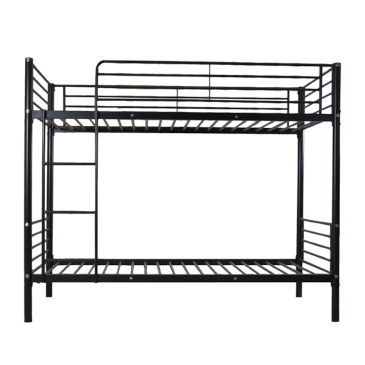 Alvantor Twin over Twin Metal Bunk Bed with Side Ladder and Safety Guardrails, Black