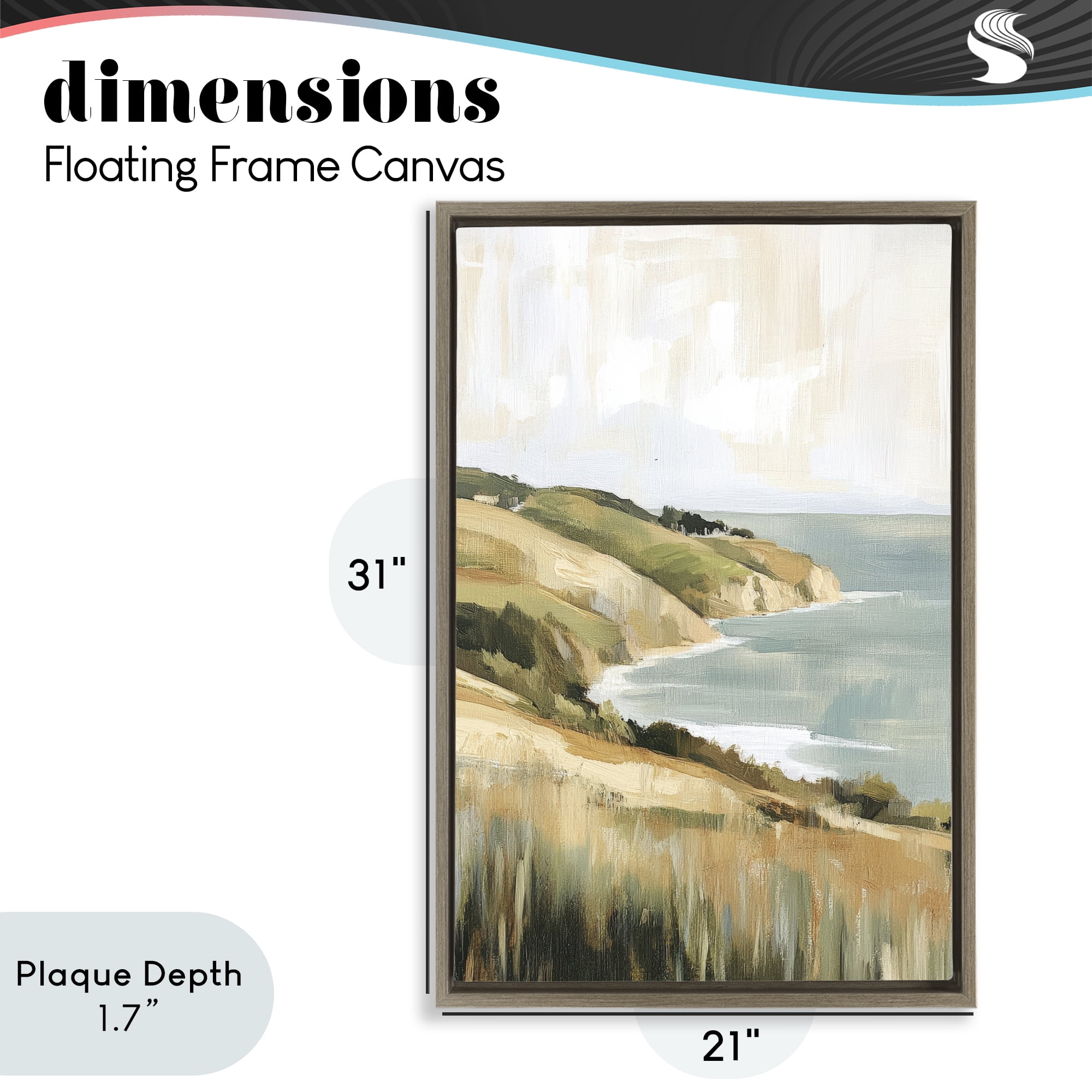 Stupell Industries Serene Cliff in Morning Light Brown Framed Floater Canvas Wall Art, design by Petal Prints Design