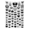 thumbnail image 3 of Ambesonne Queen Tablecloth Rectangular Table Cover, Various Crowns Imperial, 52"x70", Black and White, 3 of 4
