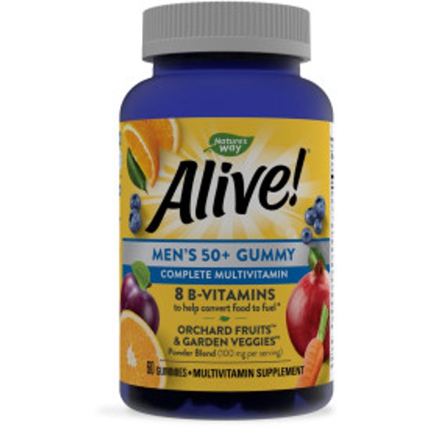 Alive! Men's 50+ Gummy Multivitamin Daily Supplement, 60 Ct Walmart