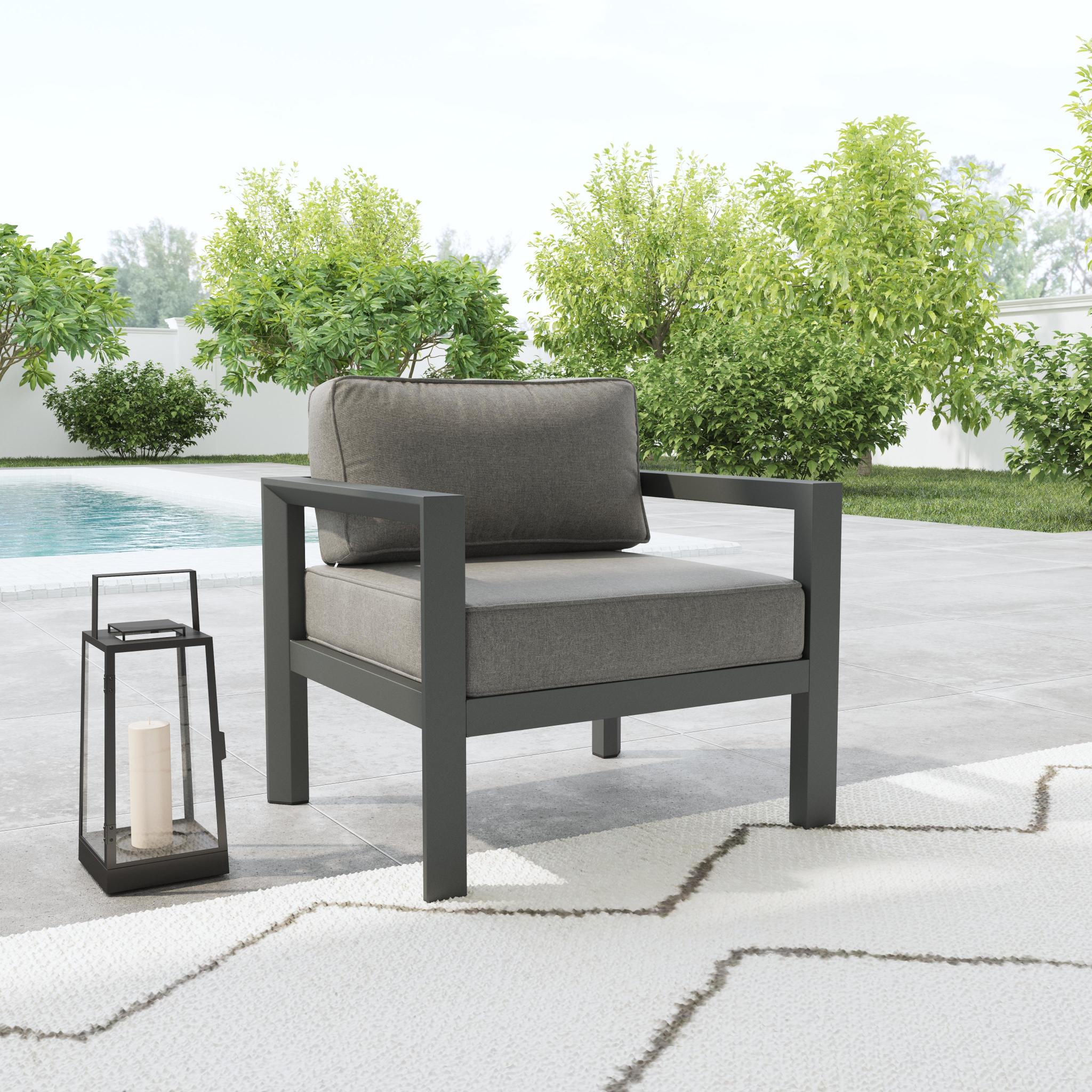Homestyles Grayton Aluminum Outdoor Aluminum Lounge Chair in Gray - image 2 of 10