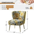 thumbnail image 6 of Upholstered Floral Accent Chairs Set of 2 Side Tufted Gold Legs Home Living Bedroom Relaxing Yellow, 6 of 8