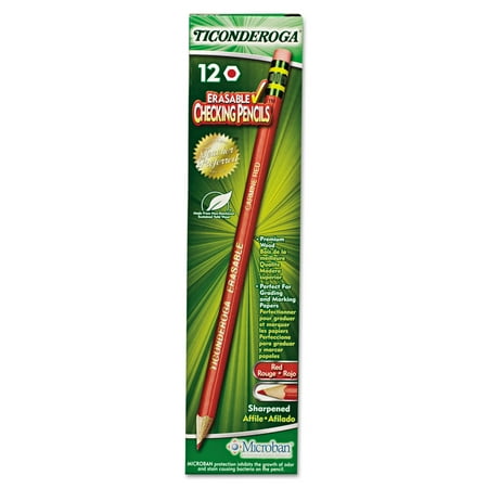 UPC: 0072067142597 | Dixon Ticonderoga Eraseable Red Checking Pencils  12 Pack