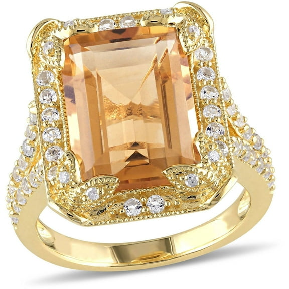 Everly Women's Citrine and Topaz Yellow Gold Plated Ring