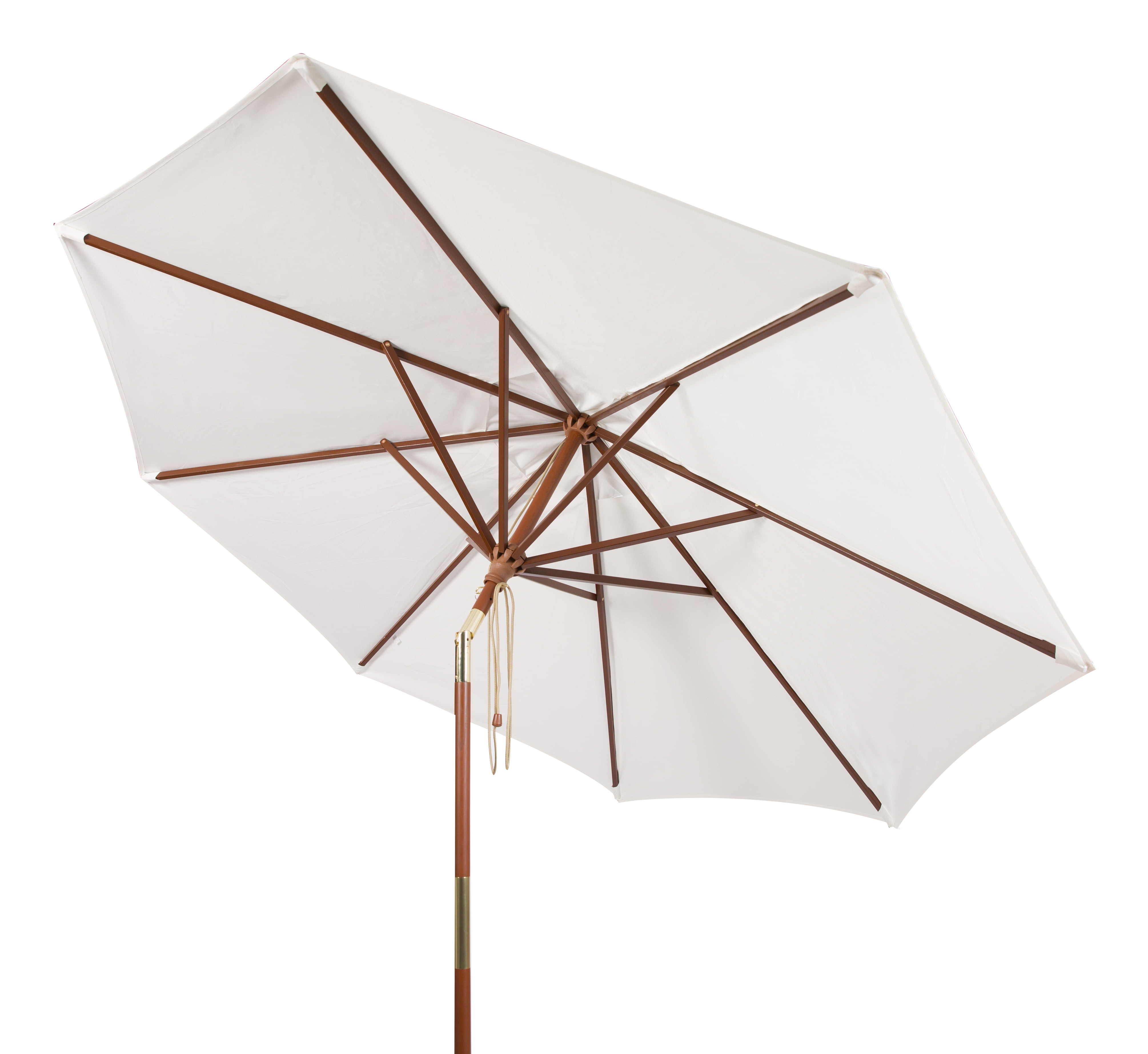 Safavieh Cannes 9' Market Push Wooden Patio Umbrella, White