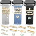 thumbnail image 7 of Luniquz 11 Packs Decorative Accessories Compatible with Apple Watch Band Charms 41/40/ 38/ 42/44/ 45/49mm Women, Stainless Steel Bling Metal Bracelet Accessories for iWatch Series 8 SE 7 6 5 4 3 2 1, 7 of 7