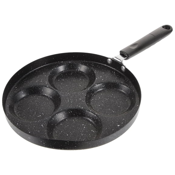 Masteelf Black Nonstick Frying Pan for Kitchen Use Made from Iron with Long Handle and Four Hole Design 4 Compartments