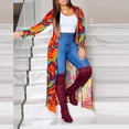 thumbnail image 3 of Fanxing Women's Open Front Maxi Long Knitted Cardigan Color Block Casual Loose Cable Sweater Coat Outwear Long Duster Cardigans For Women Warm, 3 of 6