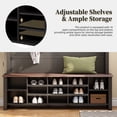 thumbnail image 7 of YIYADO 4 in 1 Hall Tree with Bench, Walnut Entryway Coat Rack with 16 Storage Compartments, Adjustable Shelves and Hooks, for Mudroom or Living Room, Black, 7 of 7