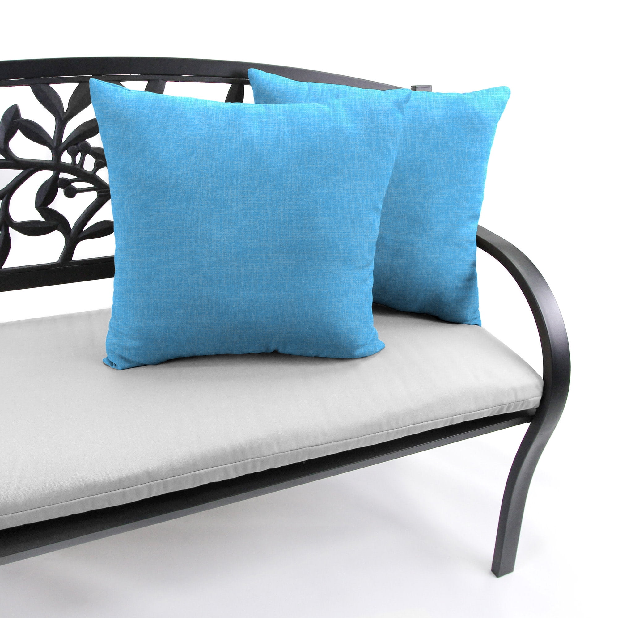 Jordan Manufacturing 16" x 16" Celosia Ice Blue Crosshatch Square Outdoor Throw Pillow (2 Pack)