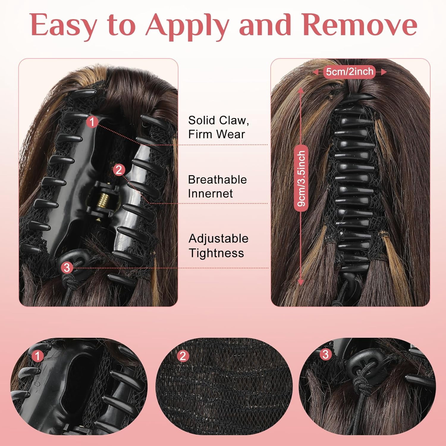 Ponytail Extension,  14" Short Claw Clip in Ponytail Straight for Short Hair Multi-Layered Fake Pony Tails Hair Extensions Heat-Resistant Hair Extensions Warm