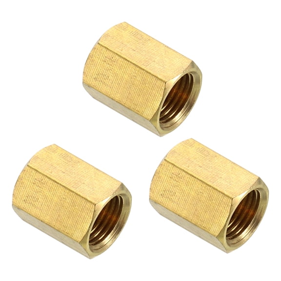 3Pcs G1/4"x13/16" Brass Pipe Fittings, Coupling Connector Straight Hex Nipple Coupler Adapter Pipe Connection Accessories, Brass